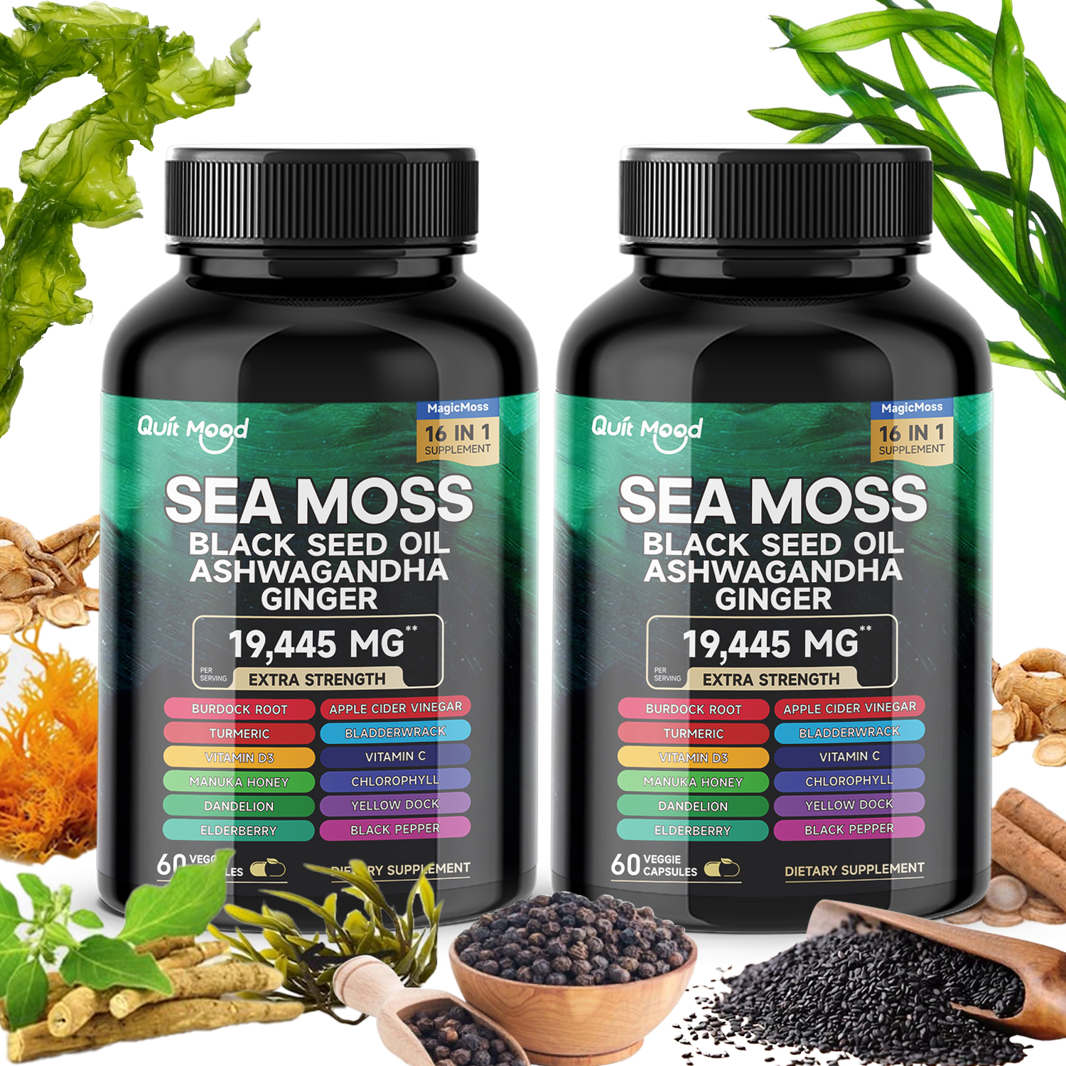 Black Seed Oil Capsule - 2Pcs Sea Moss 3000mg Black Seed