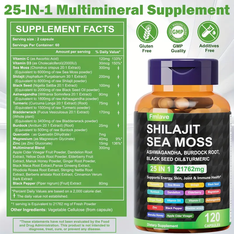 Fmlave 25 in 1 Sea Moss Black  – Black Seed Oil Capsule Bewertung und Preis
