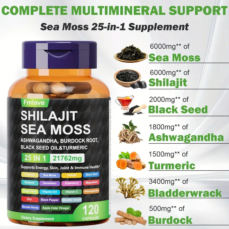 Fmlave 25 in 1 Sea Moss Black  – Black Seed Oil Capsule Bewertung und Preis